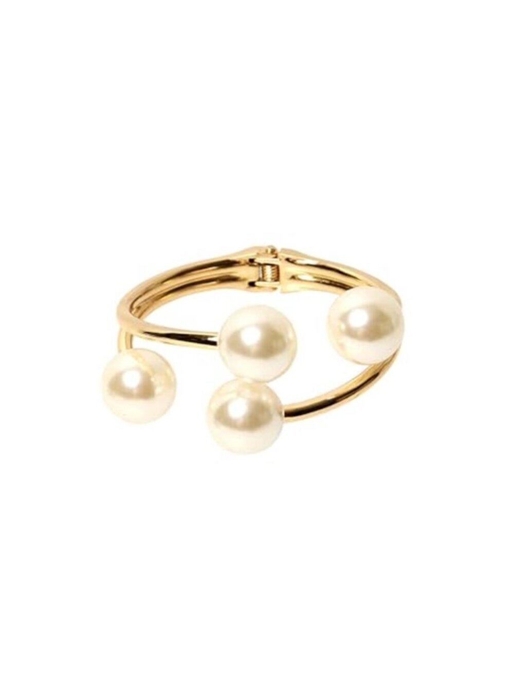 18K Gold Plated Pearl Chunky Bangle Bracelet